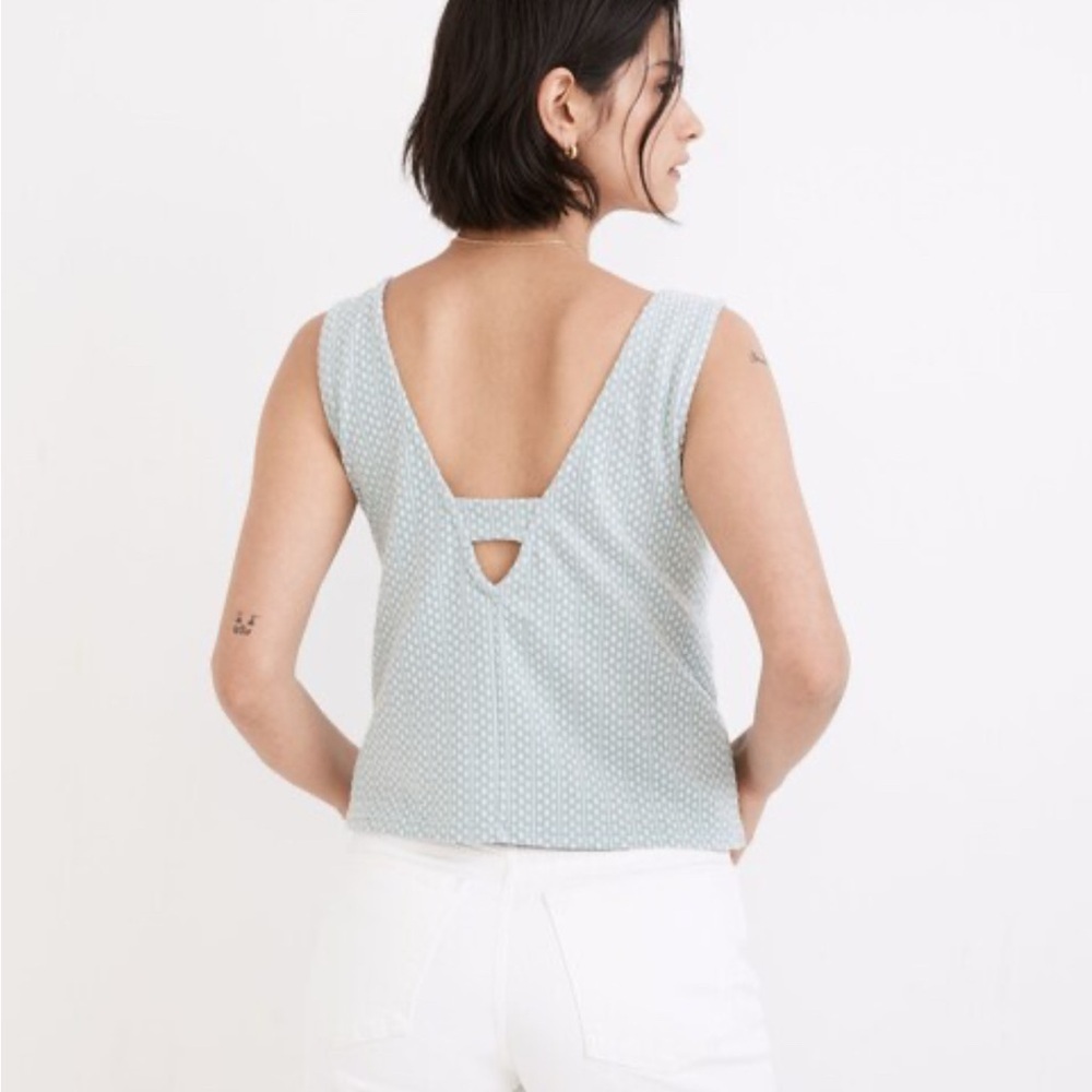 Women’s Madewell Jacquard Peekaboo Back Crop V-Neck Tank Top Size Small - Picture 2 of 16